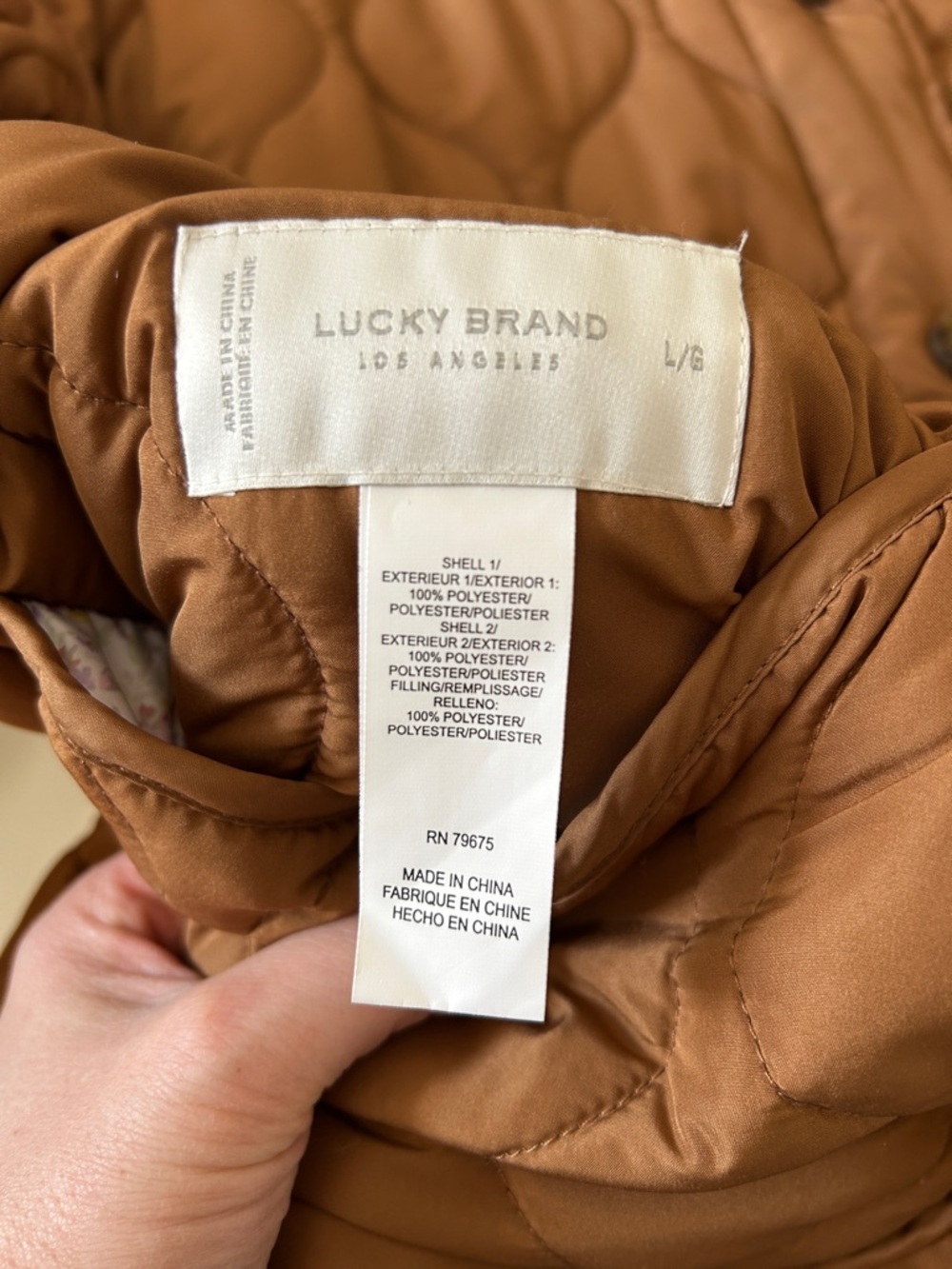 LUCKY BRAND NWOT Quilted Reversible Floral Jacket Large Brown White Cottagecore - Picture 7 of 8